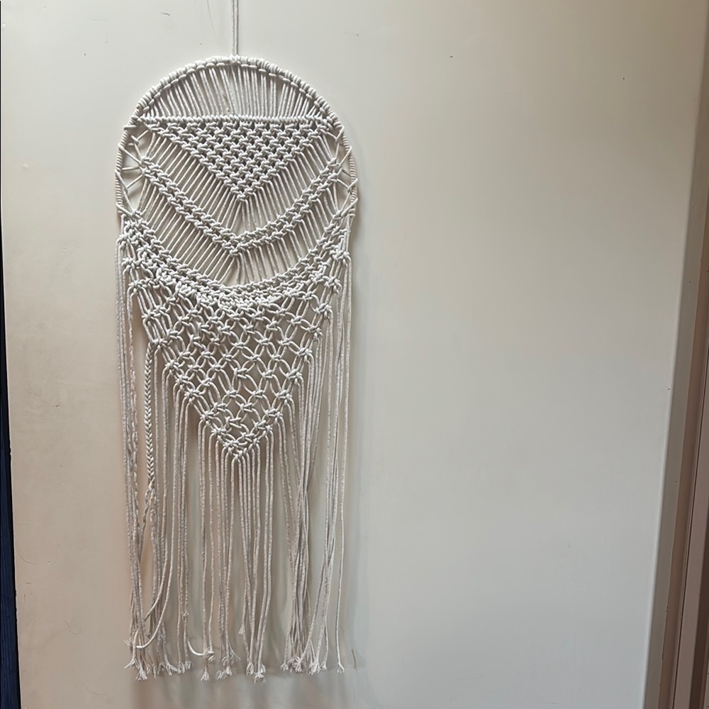 White Tapestry Wall Decor with Intricate Knotwork